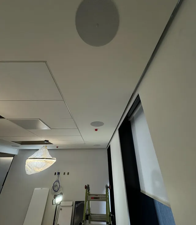 Flush-mounted ceiling speaker after installation